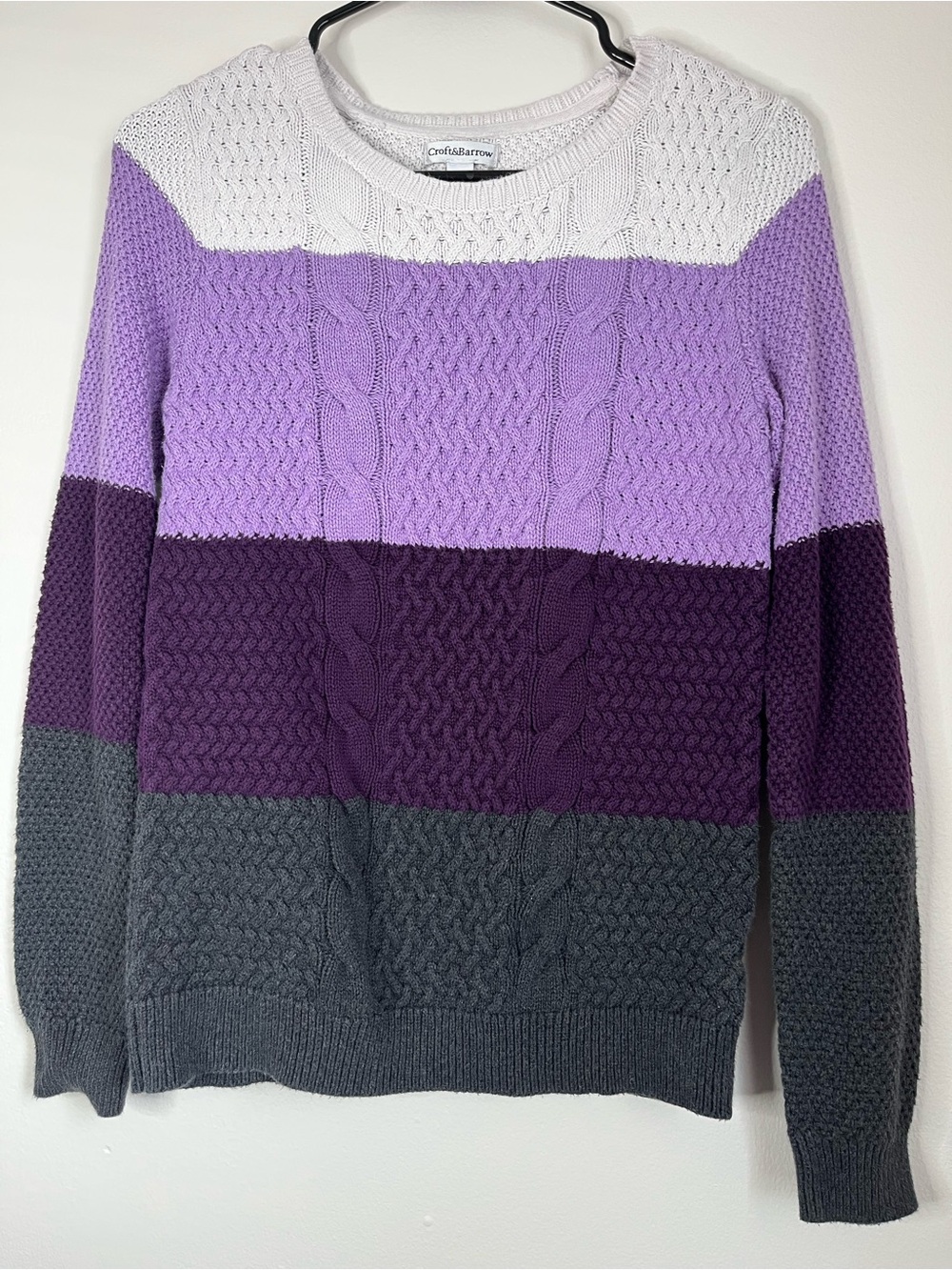 Croft & Barrow Colorblock Cable Knit Sweater Size S